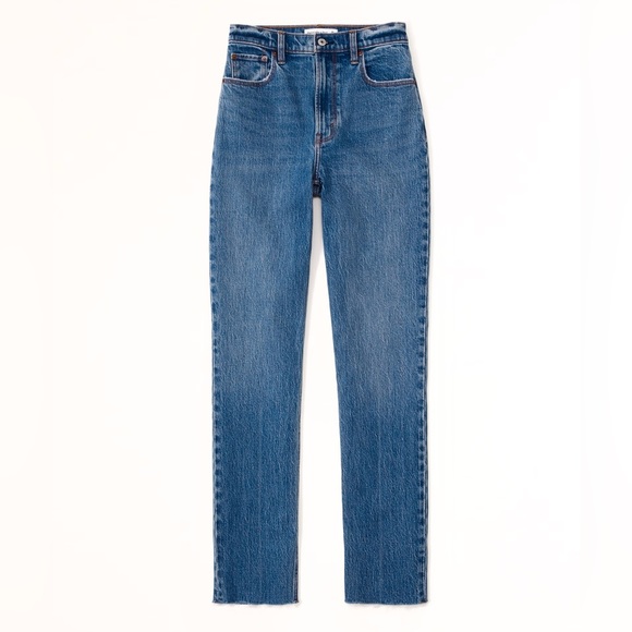 Abercrombie & Fitch Ultra High Rise 90s Straight Jean | Medium Raw Hem | NWOT - Picture 2 of 13